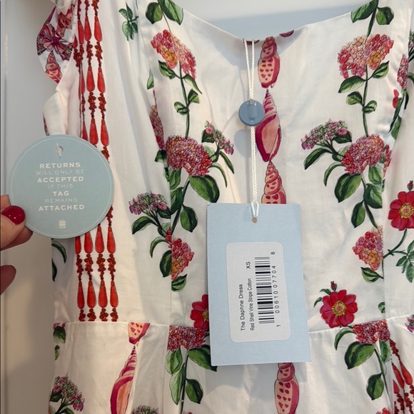 Hill House Floral Red and White Midi Dress NWT - Picture 3 of 7